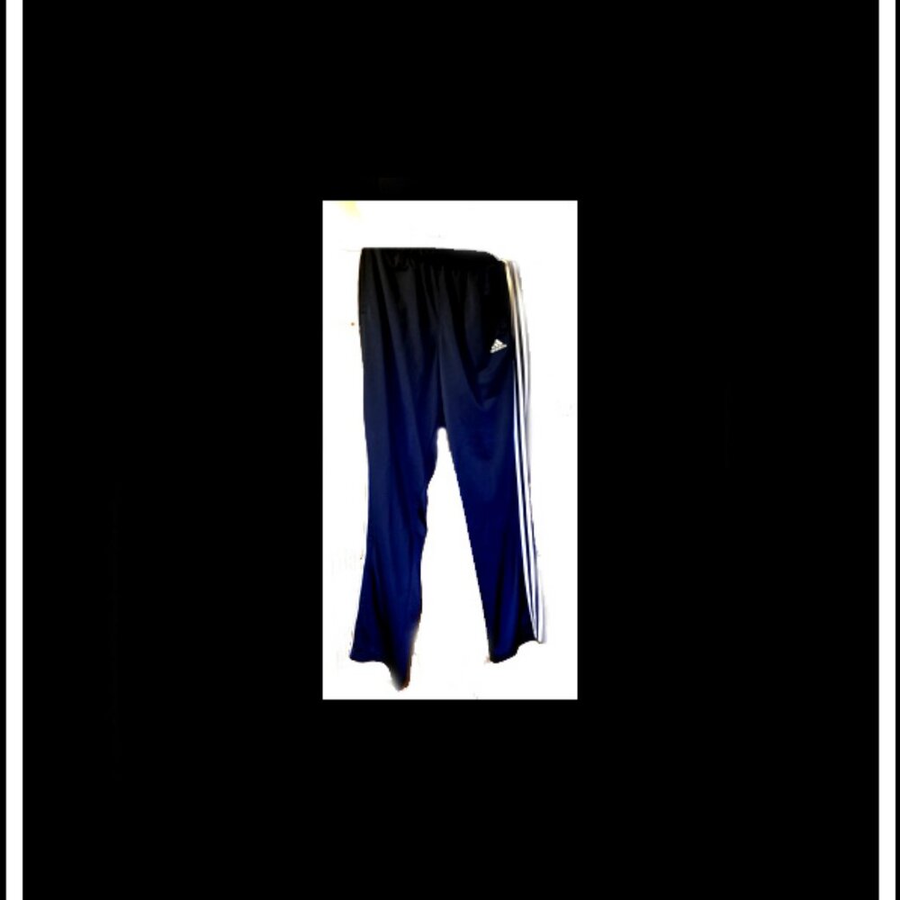 New Blue With White Neon Stripes Trifold Adidas Athletic Pants